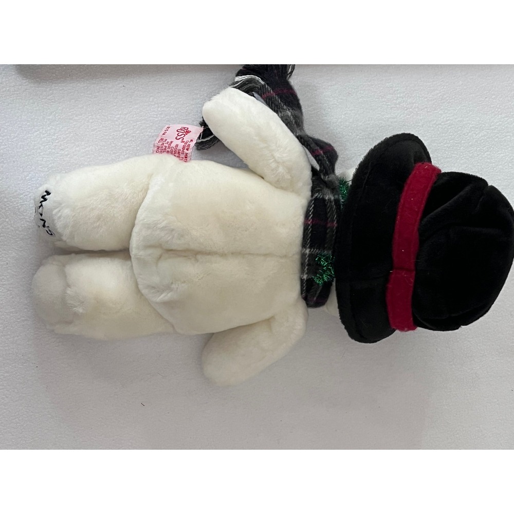 Russ Berrie Snowflake Snowman VTG Plush 4831 Black Top Hat Plaid Scarf 10.5 inch - Picture 6 of 6